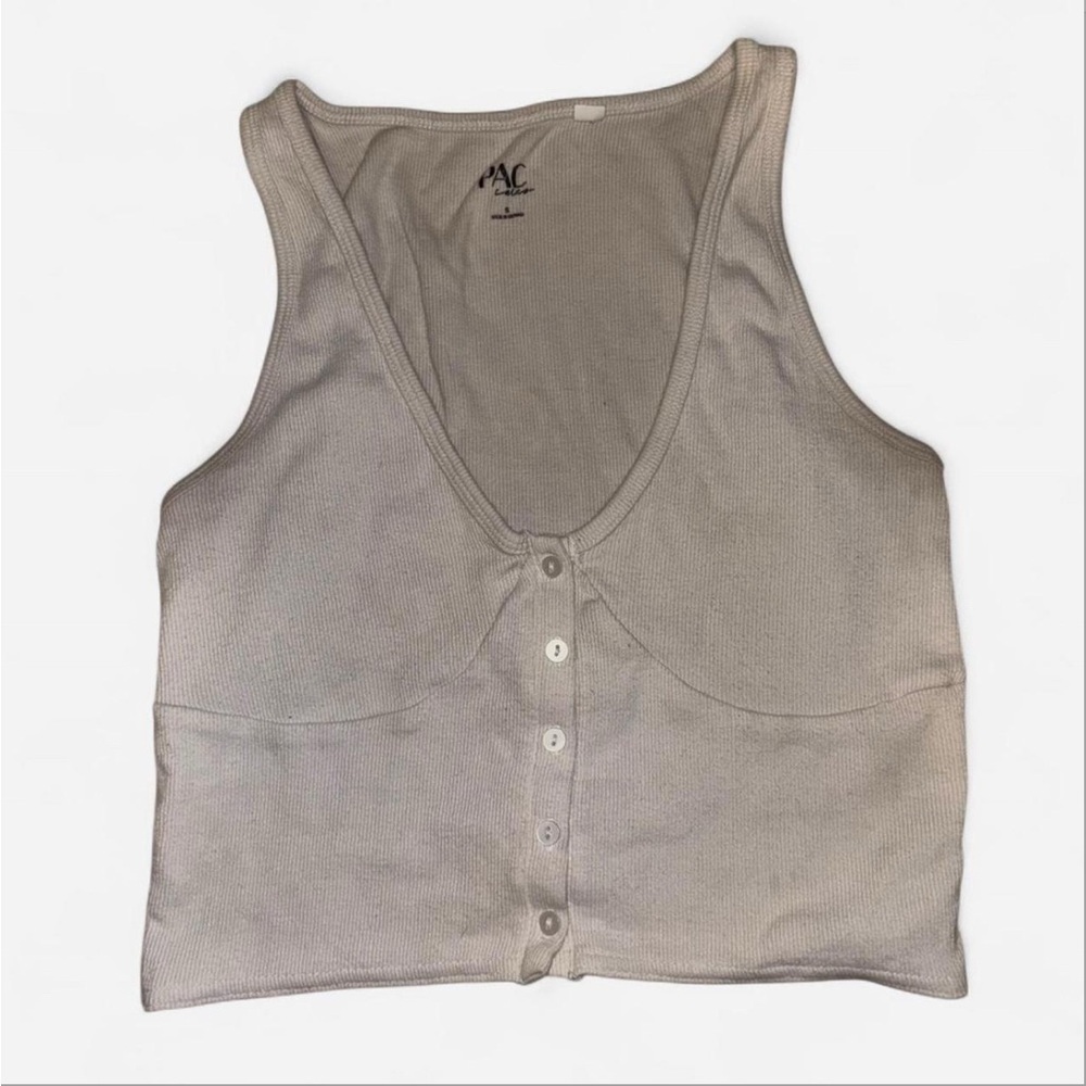 PacSun Cream Button-Up Tank Top